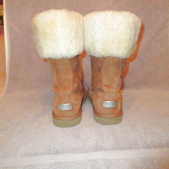 UGG Australia Montclair Winter Boots Size 7 Sheepskin Lace Up Suede Mid Calf - Picture 11 of 12